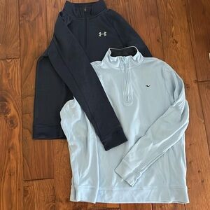 Boys Vineyard Vineyard and Under Armour half zip pullovers size L/XL